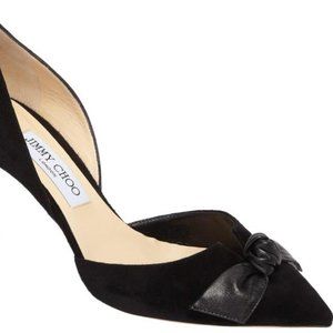 Jimmy Choo Twinkle D’orsay Suede Bow Tie Heels